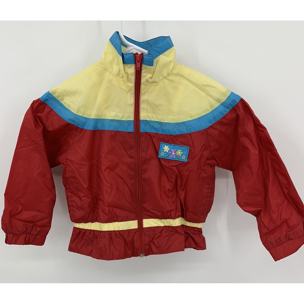 Vintage JC Penney Girl's Lined Windbreaker ColorBlock Size 4 Peplum Hem